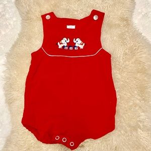 Vintage Cotton Velvet Elephant embroidered onesie